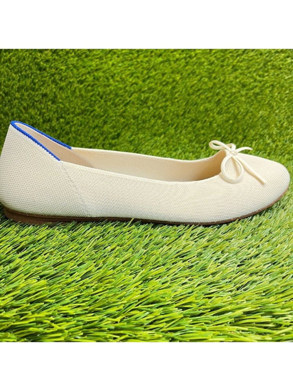 Rothy's The Ballet Bow Womens Size 10.5 Ivory Casual Outdoor Slip On Flats Shoes